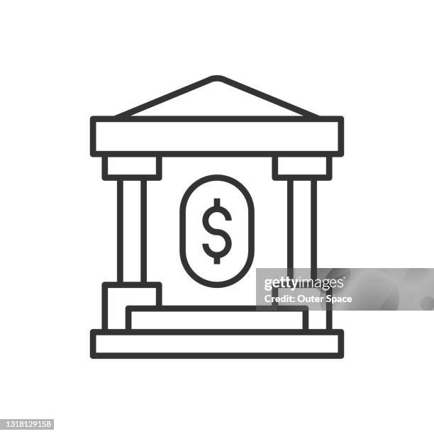 bank line icon - piggyback stock illustrations