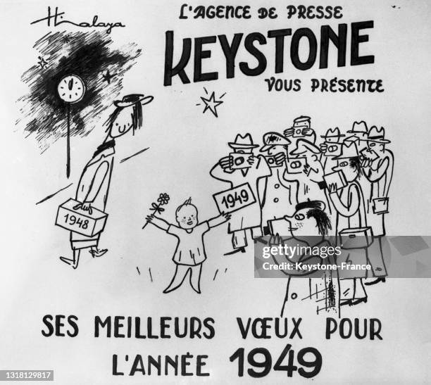 Carte de voeux de l'agence 'Keystone' pour l'année 1949, en décembre 1948.