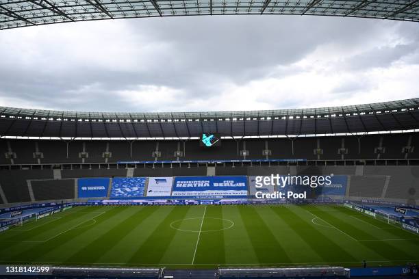 General view inside the stadium prior to the Bundesliga match between Hertha BSC and 1. FC Koeln at Olympiastadion on May 15, 2021 in Berlin,...