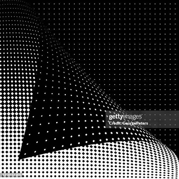 curled up halftone dot pattern background - 3d illustration rendering of binary code pattern stock illustrations