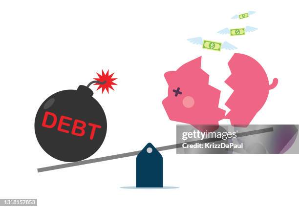 debt - seesaw stock illustrations