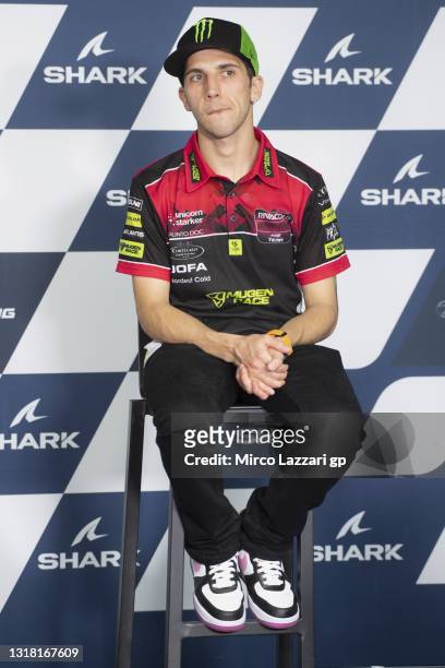 Andrea Migno of Italy and Rivacold Snipers Team looks on during the press conference at the end of the qualifying practice during the MotoGP of...
