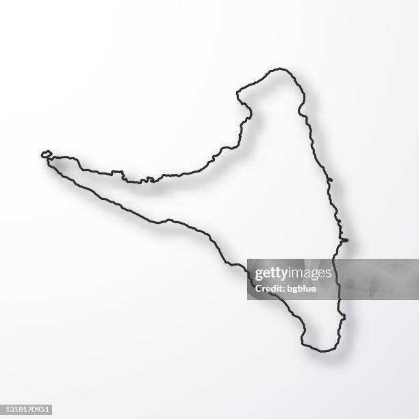 anjouan map - black outline with shadow on white background - anjouan island stock illustrations