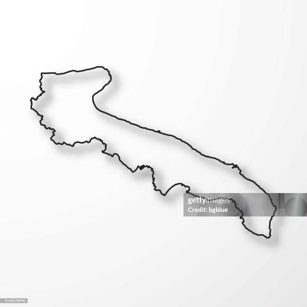Map Apulia Vector Apulia Map Black Outline With Shadow On White Background High-Res ...