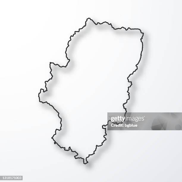 aragon map - black outline with shadow on white background - aragon stock illustrations