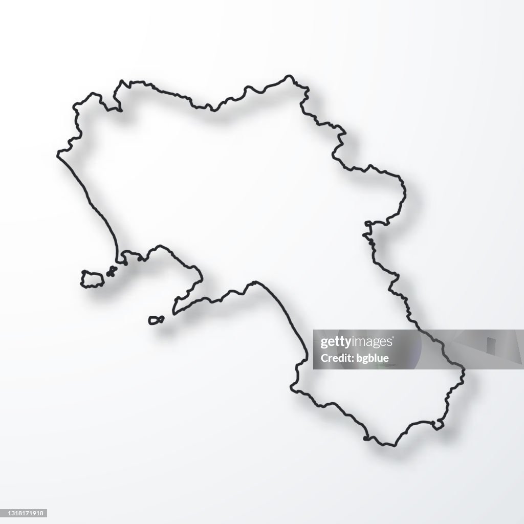 Campania Map Black Outline With Shadow On White Background High-Res ...
