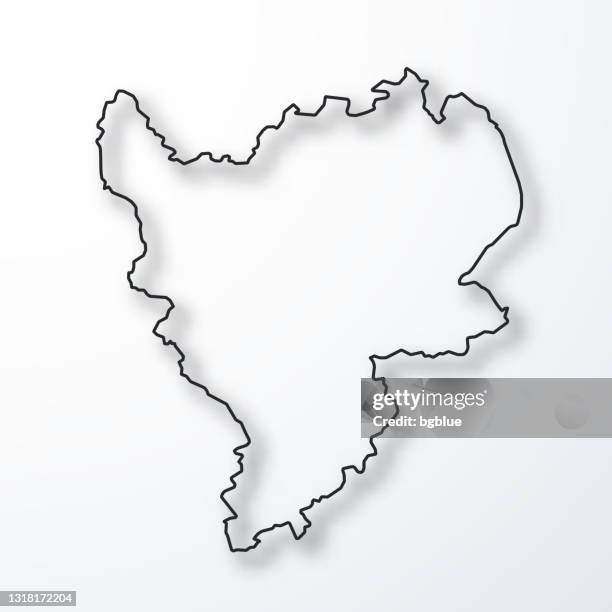 east midlands karte - schwarzer umriss mit schatten auf weißem hintergrund - eastern stock-grafiken, -clipart, -cartoons und -symbole