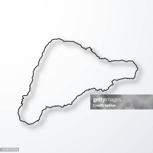 easter island map - black outline with shadow on white background - polynesian art stock illustrations