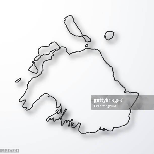 efate island map - black outline with shadow on white background - vanuatu efate stock illustrations