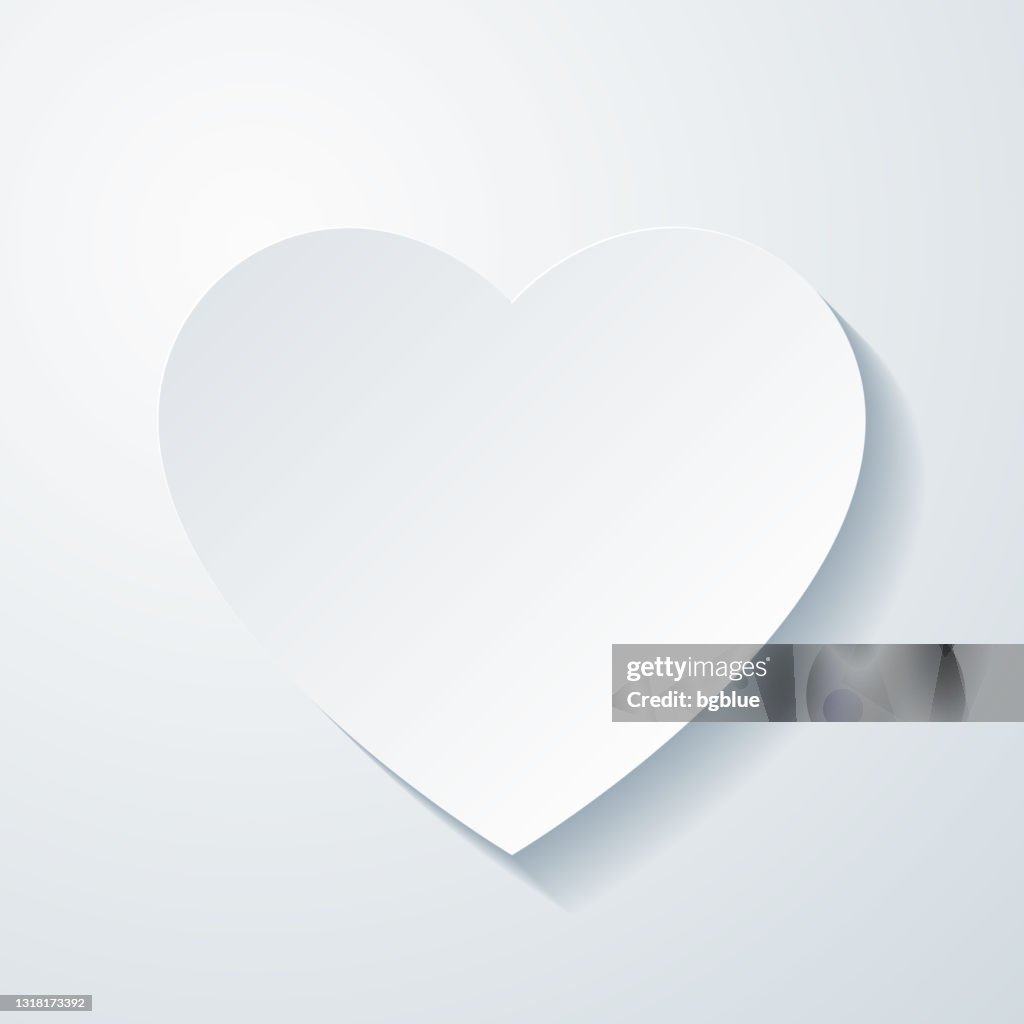Heart. Icon with paper cut effect on blank background