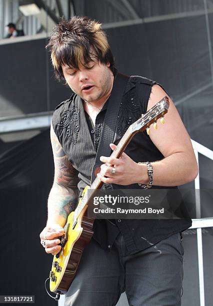 Guitarist Joe Garvey of Hinder performs during the 2011 Rock On The Range festival at Crew Stadium on May 21, 2011 in Columbus, Ohio.