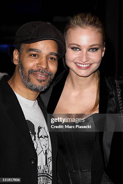 Rachid Dhibou and Anca Radici attend the 'Halal Police d'etat' premiere at UGC Cine Cite Bercy on February 15, 2011 in Paris, France.