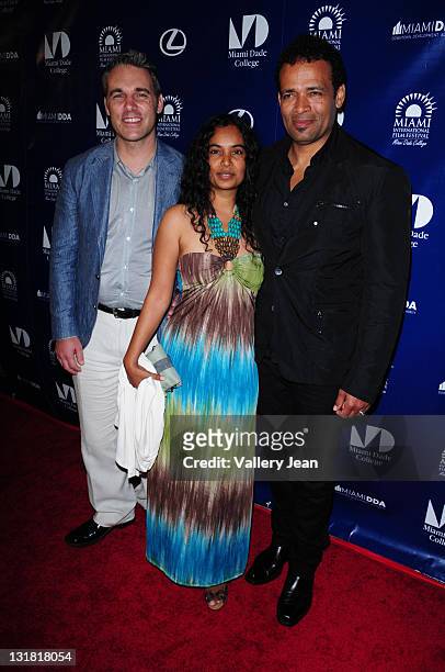 Jaie Laplante, Chittra Sukhu and Mario Van Peebles attend the World Premiere of Things Fall Apart at the 2011 Miami International Film Festival at...