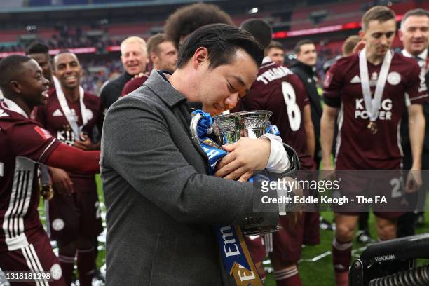 Khun Top, Chairman of Leicester City celebrates with the Emirates FA Cup trophy following The Emirates FA Cup Final match between Chelsea and...