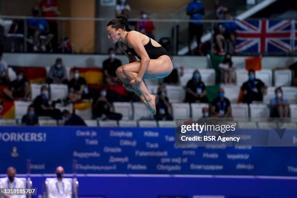 Clare Cryan of Ireland competing in the Womens 3M Springboard Final during the LEN European Aquatics Championships Diving at Duna Arena on May 15,...