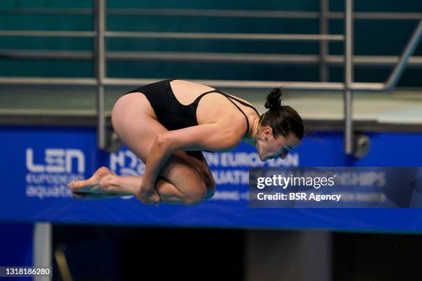 Clare Cryan of Ireland competing in the Womens 3M Springboard Final during the LEN European Aquatics Championships Diving at Duna Arena on May 15,...