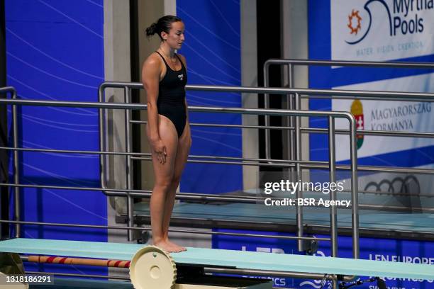 Clare Cryan of Ireland competing in the Womens 3M Springboard Final during the LEN European Aquatics Championships Diving at Duna Arena on May 15,...