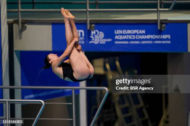 Clare Cryan of Ireland competing in the Womens 3M Springboard Final during the LEN European Aquatics Championships Diving at Duna Arena on May 15,...