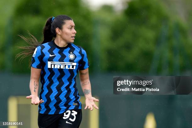 Hazleydi Yoreli Rincòn Torres of FC Internazionale gesture during the Women Serie A match between FC Internazionale and Florentia at Suning Youth...