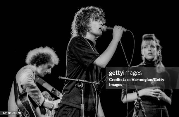 American alt-and folk/rock musician and singer-songwriter Jeff Buckley performs with Gary Lucas on guitar and singer Julia Hayward during the...