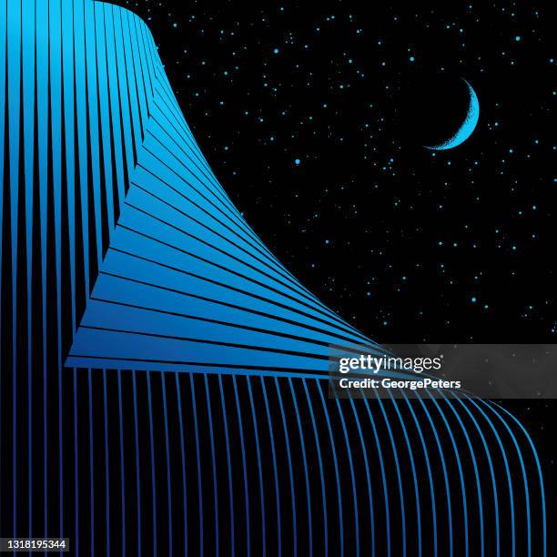 curled up striped pattern with stars and moon - constellation pattern stock illustrations