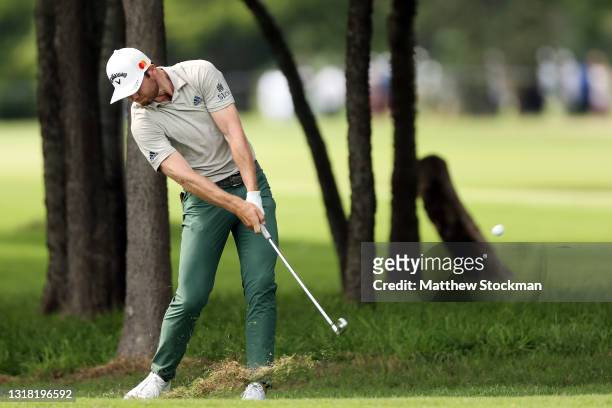 Sam Burns hits from the fairway on the 12th hole during round three of the AT&T Byron Nelson at TPC Craig Ranch on May 15, 2021 in McKinney, Texas.