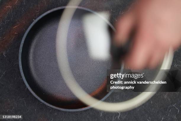 nonstick cookware and glass lid - lid stock pictures, royalty-free photos & images