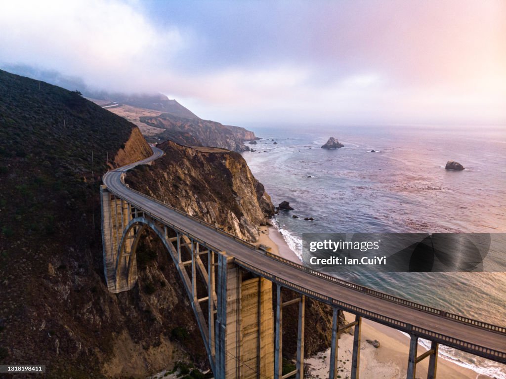 Bixby Bridge at Sunset - Big Sur, California, USA (Dusk)