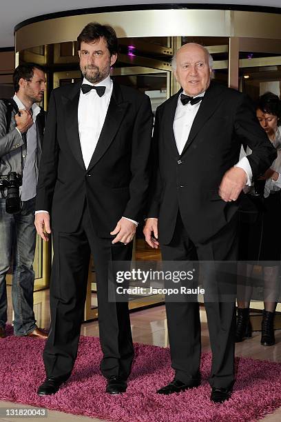 Nanni Moretti and Michel Piccoli are seen during The 64th Annual Cannes Film Festival on May 13, 2011 in Cannes, France.