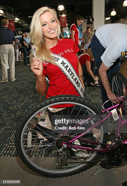 Miss Maryland USA Allyn Rose attends a bike build in celebration of the 60th anniversary of the Miss USA Pageant and the 70th anniversary of the USO...