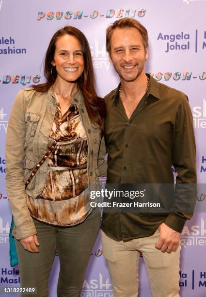 Krissy Hawkes and Chesney Hawkes attend Psych-O-Delic by Angela Johal and Haleh Mashian at Mash Gallery on May 15, 2021 in Los Angeles, California.