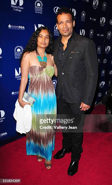 Chittra Sukhu and Mario Van Peebles attend the World Premiere of Things Fall Apart at the 2011 Miami International Film Festival at Gusman Center for...