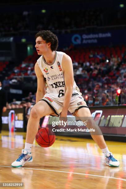 Josh Giddey of the 36ers in action during the round 18 NBL match between Sydney Kings and Adelaide 36ers at Qudos Bank Arena, on May 16 in Sydney,...