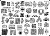 abstract black color geometric dot  line and curves art shapes and forms, spotted doodles set, isolated vector illustration graphics