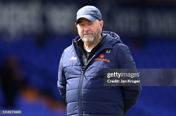 Gary Johnson, manager of Torquay United looks on prior to the Vanarama National League match between Stockport County and Torquay United at Edgeley...