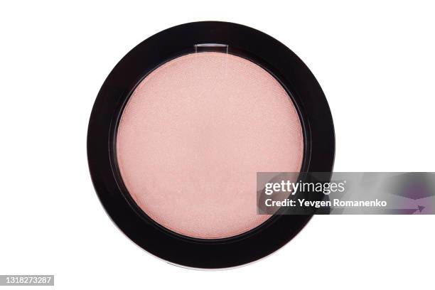 powder blush isolated on white background - compact foto e immagini stock