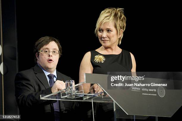 Pablo Pineda and Ines Ballester attend 'Telefonica Ability Awards' at Telefonica headquarters on January 17, 2011 in Madrid, Spain.