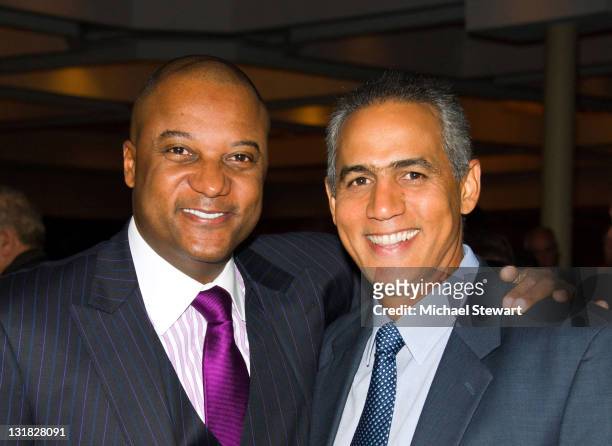 Players Darryl Hamilton and Stan Javier attend the 22nd annual Going to Bat for B.A.T. At The New York Marriott Marquis on January 25, 2011 in New...