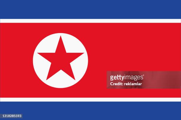 stockillustraties, clipart, cartoons en iconen met vector vlag van de republiek noord-korea. nationale vlag van noord-korea. illustratie - north korea