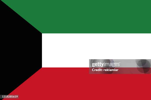 ilustrações, clipart, desenhos animados e ícones de bandeira vetorial da república do kuwait. bandeira nacional do kuwait. ilustração - kuwaiti flag