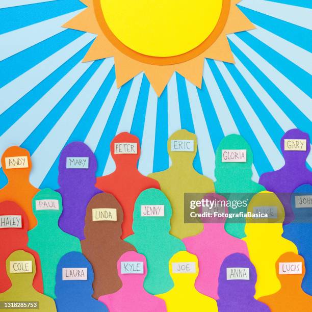 named crowd under the sun - watching sunrise stock illustrations