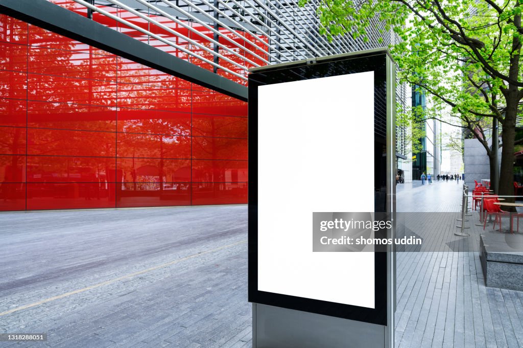 Street of London with blank electronic billboard