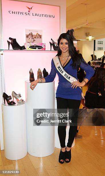 Miss USA 2010, Rima Fakih attends the Chinese Laundry Fall 2011 Shoe Collection launch at the Chinese Laundry Showroom on February 2, 2011 in New...