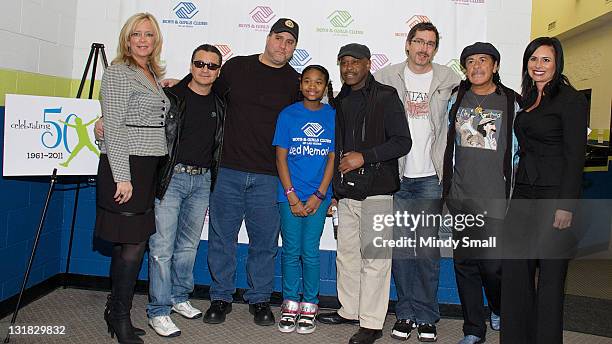 Debbie Smith, Karl Perazzo, Tommy Anthony, Imani, Tony Lindsay, Jeff Cressman, Carlos Santana and Dulcinea Almazan attend Boys & Girls Clubs Of Las...