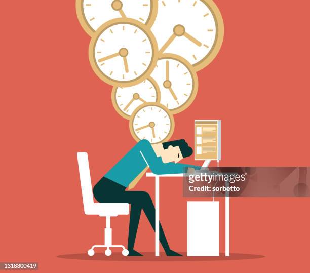 businessman - time pressure - too much work stock illustrations