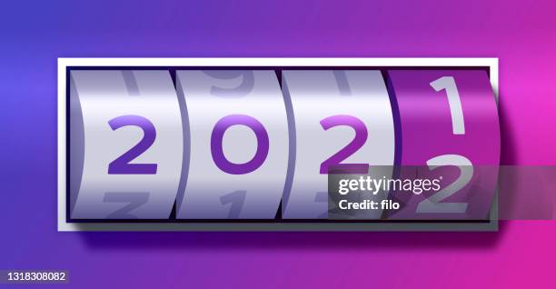 new year 2022 spin odometer wheel spin symbol - roll call stock illustrations