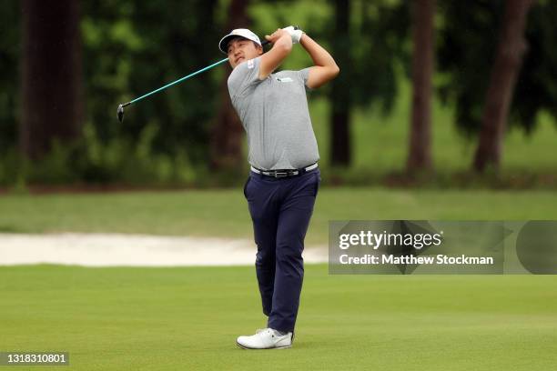 Lee hits from the fairway on the 5th hole during the final round of the AT&T Byron Nelson at TPC Craig Ranch on May 16, 2021 in McKinney, Texas.