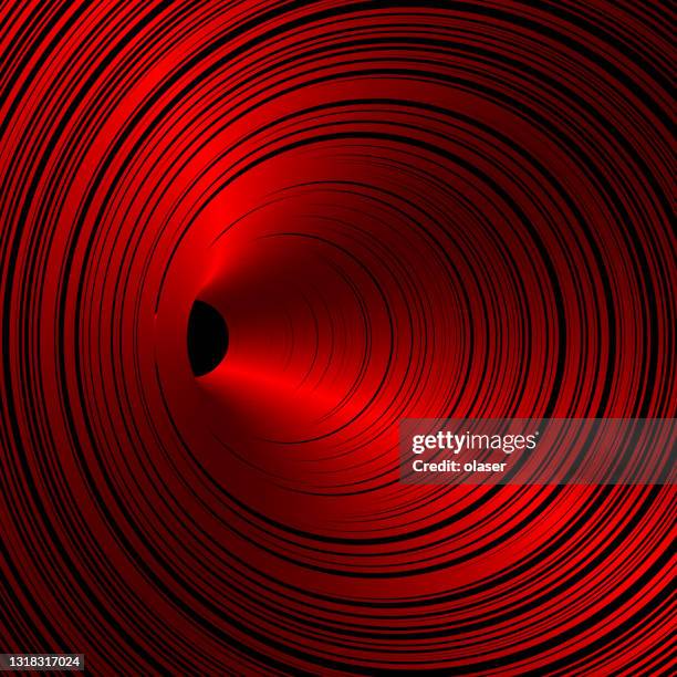 dark red shiny tunnel. turning. 3d vector - change over time stock illustrations
