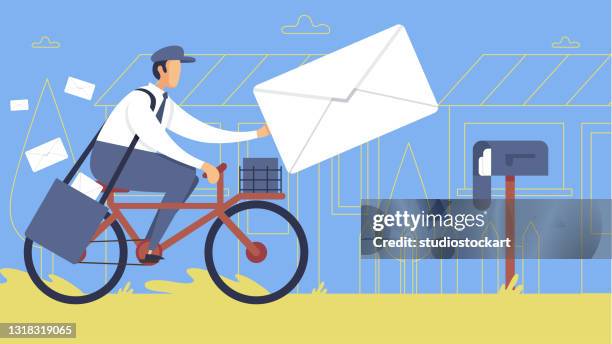 envelope and postman - public mailbox stock illustrations