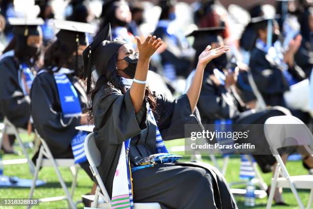 Spelman College graduate participate in 2020 & 2021 Spelman College Commencement at Bobby Dodd Stadium on May 16, 2021 in Atlanta, Georgia. Spelman...